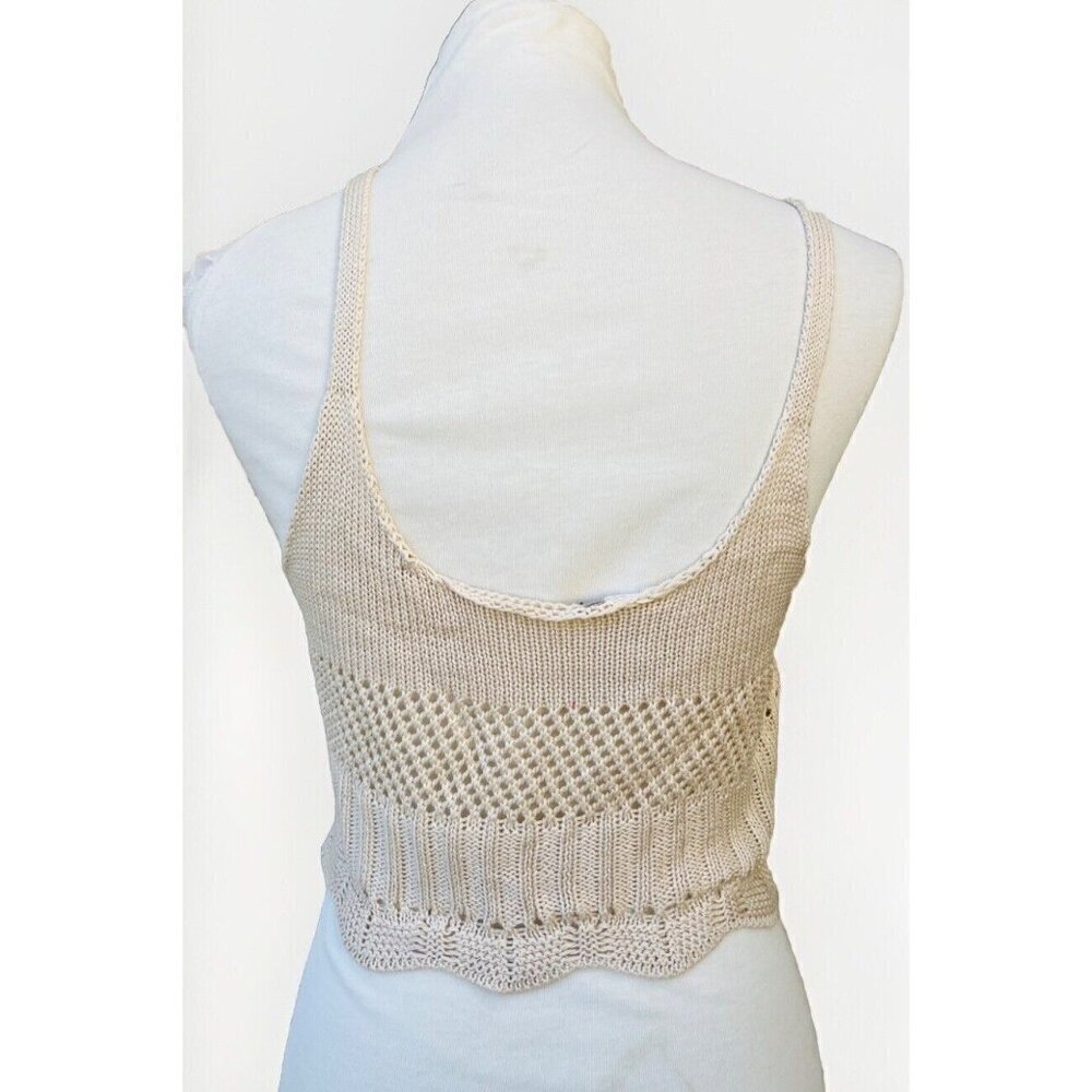 Swell Juniors Crochet Keep it Rockin Taupe Crop Top Size L - Picture 8 of 12